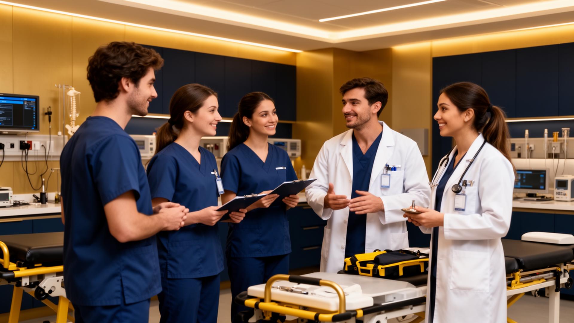Students learning paramedical skills